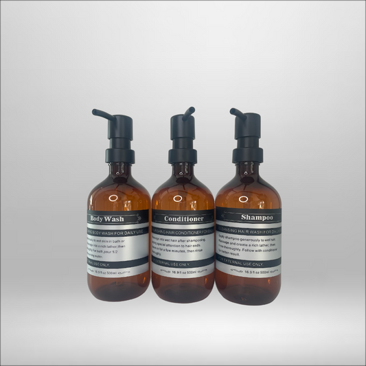 Labeled Shampoo, Soap and Lotion Bottles - Translucent